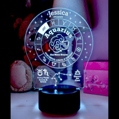 Picture of Aquarius Zodiac night or desk light - Personalised