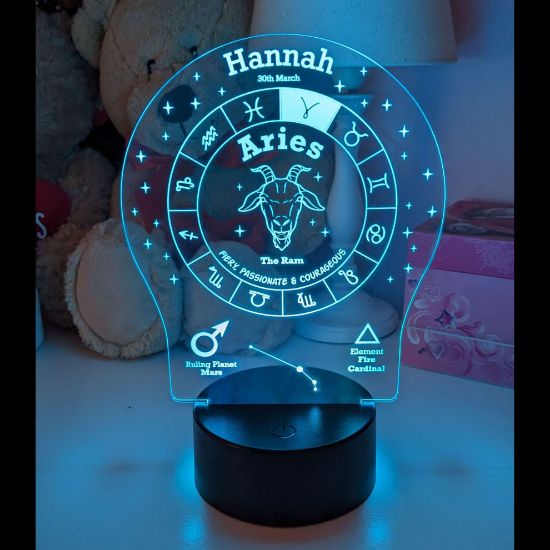 Picture of Aries Zodiac night or desk light - Personalised